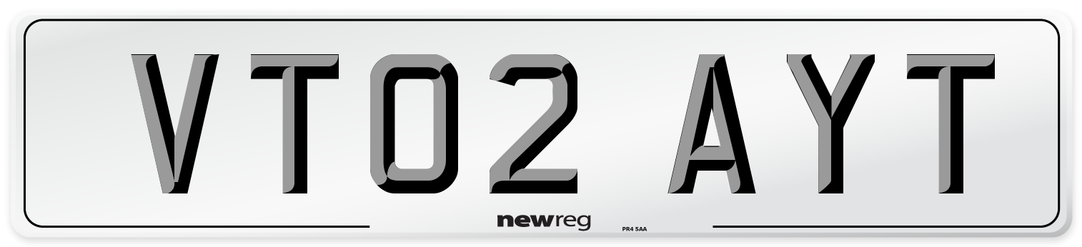 VT02 AYT Number Plate from New Reg